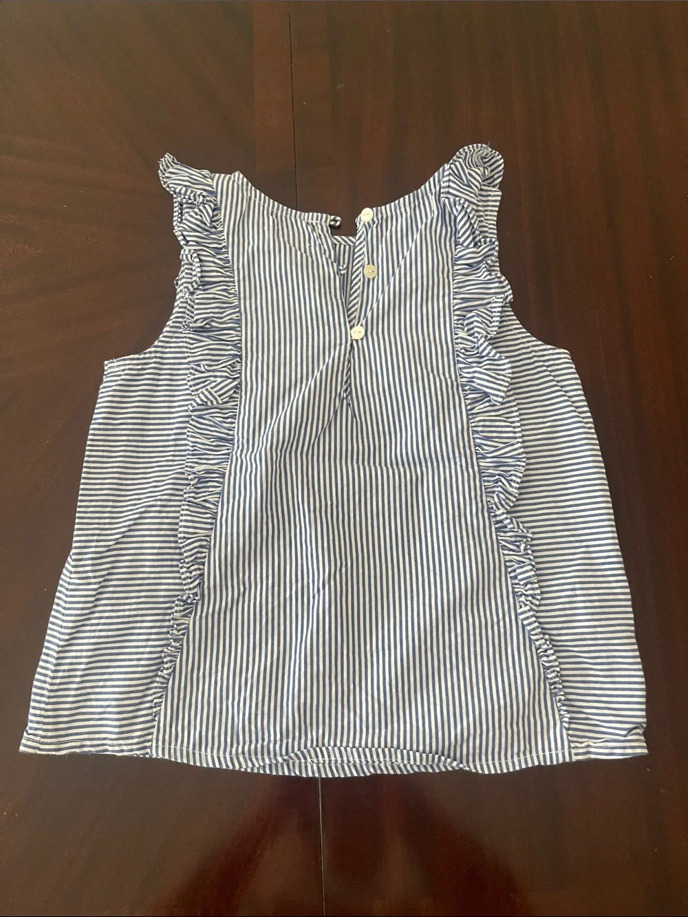 Girl’s Striped Ruffle Tank & Shorts Set - Blue/White size 12